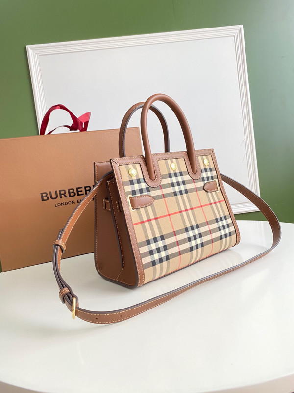 HOT SALE BURBERRY Mini Vintage Check Two-handle Title Bag