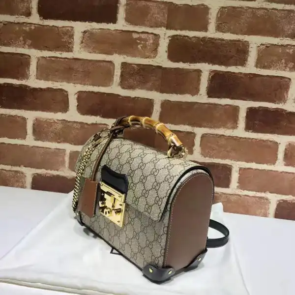 GUCCI Padlock GG small bamboo shoulder bag