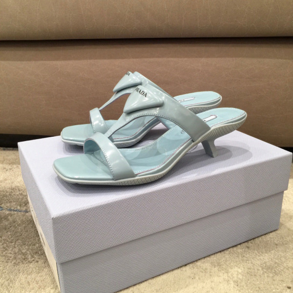 HOT SALE PRADA Brushed leather high-heeled thong sandals