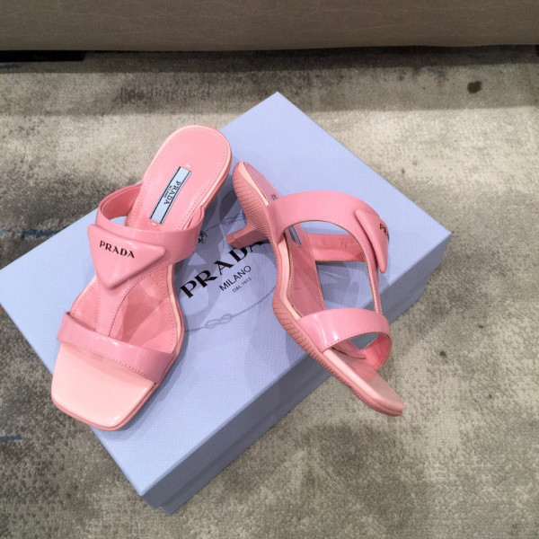 HOT SALE PRADA Brushed leather high-heeled thong sandals