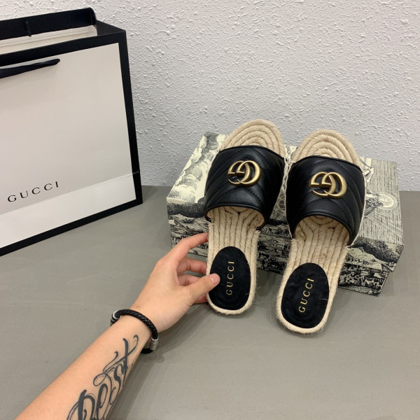 HOT SALE GUCCI Leather espadrille sandal