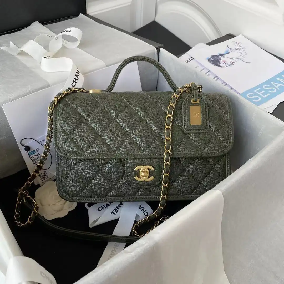 CHANEL SMALL FLAP BAG WITH TOP HANDLE