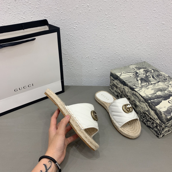 HOT SALE GUCCI Leather espadrille sandal