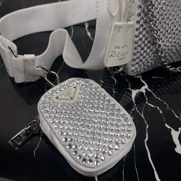 Prada Re-Edition 2005 satin bag with crystals