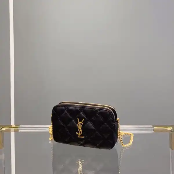 YSL BECKY DOUBLE-ZIP POUCH IN QUILTED LAMBSKIN