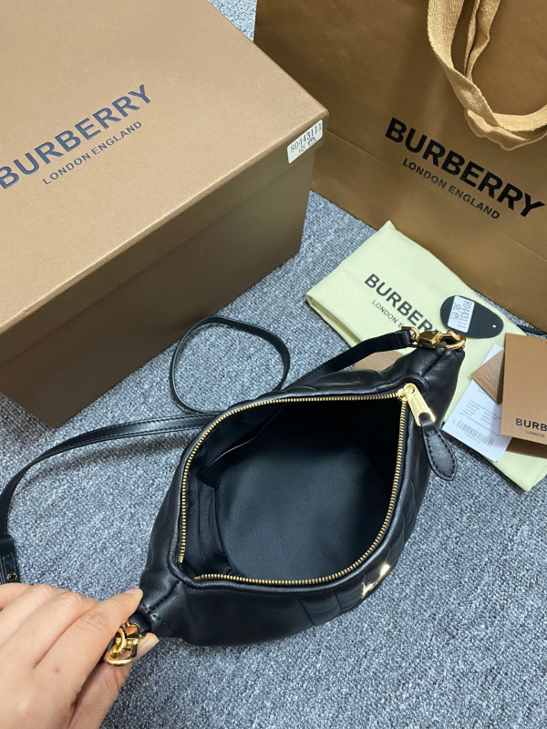 HOT SALE BURBERRY Small Quilted Lambskin Crescent Lola Bag