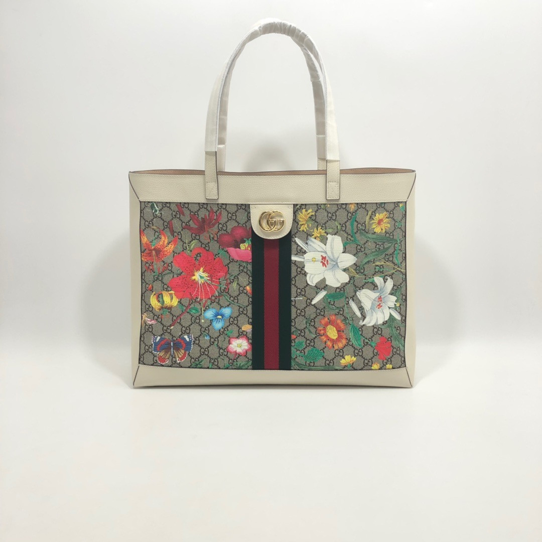 HOT SALE GUCCI GG Supreme Monogram Flora Web Large Ophidia Tote