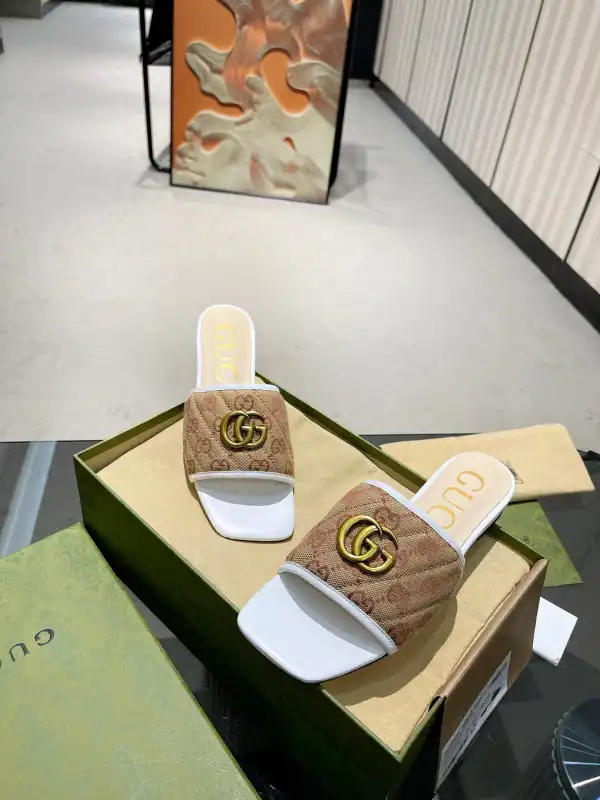 GUCCI GG matelassé canvas slide sandal