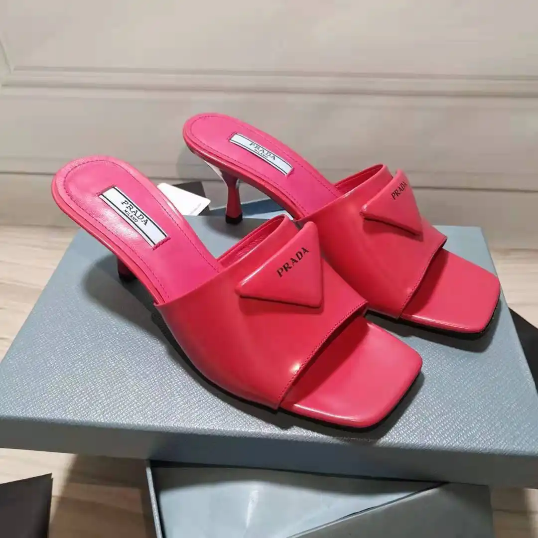 First bag ru PRADA Brushed leather mid-heeled slides