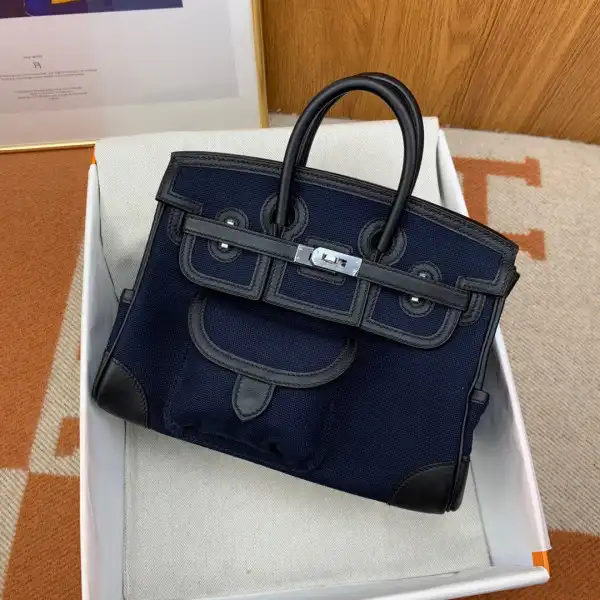 HERMES Cargo Birkin Bag Canvas and Swift 25