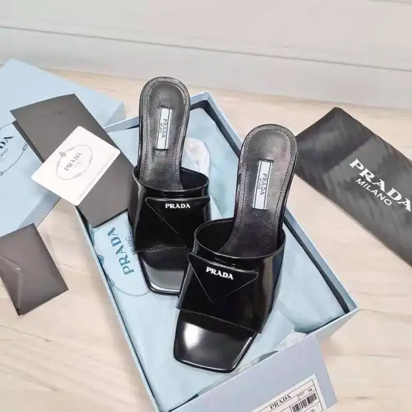 First bag ru PRADA Brushed leather mid-heeled slides