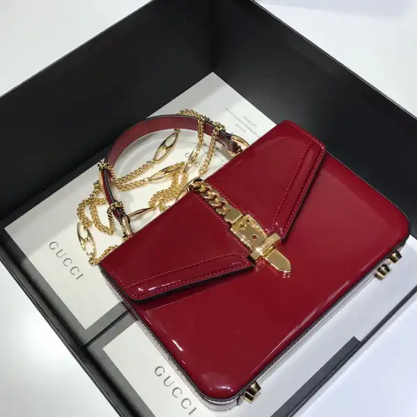 GUCCI Sylvie 1969 patent leather mini top handle bag