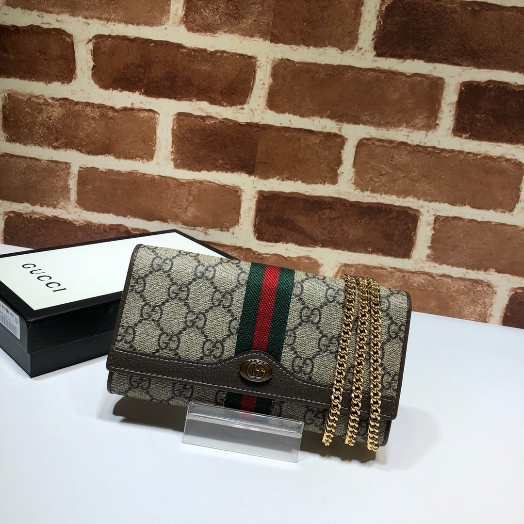 HOT SALE GUCCI Ophidia GG chain wallet