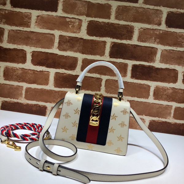 HOT SALE GUCCI Sylvie Bee Star mini leather bag