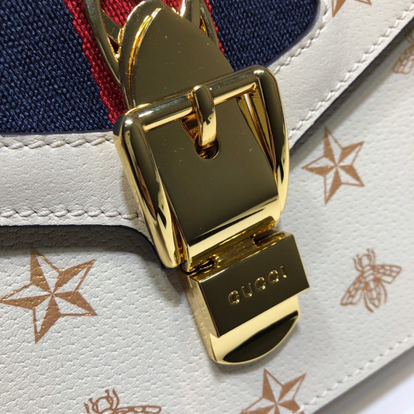 HOT SALE GUCCI Sylvie Bee Star mini leather bag