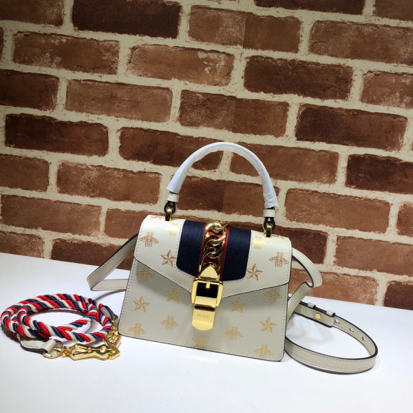 HOT SALE GUCCI Sylvie Bee Star mini leather bag