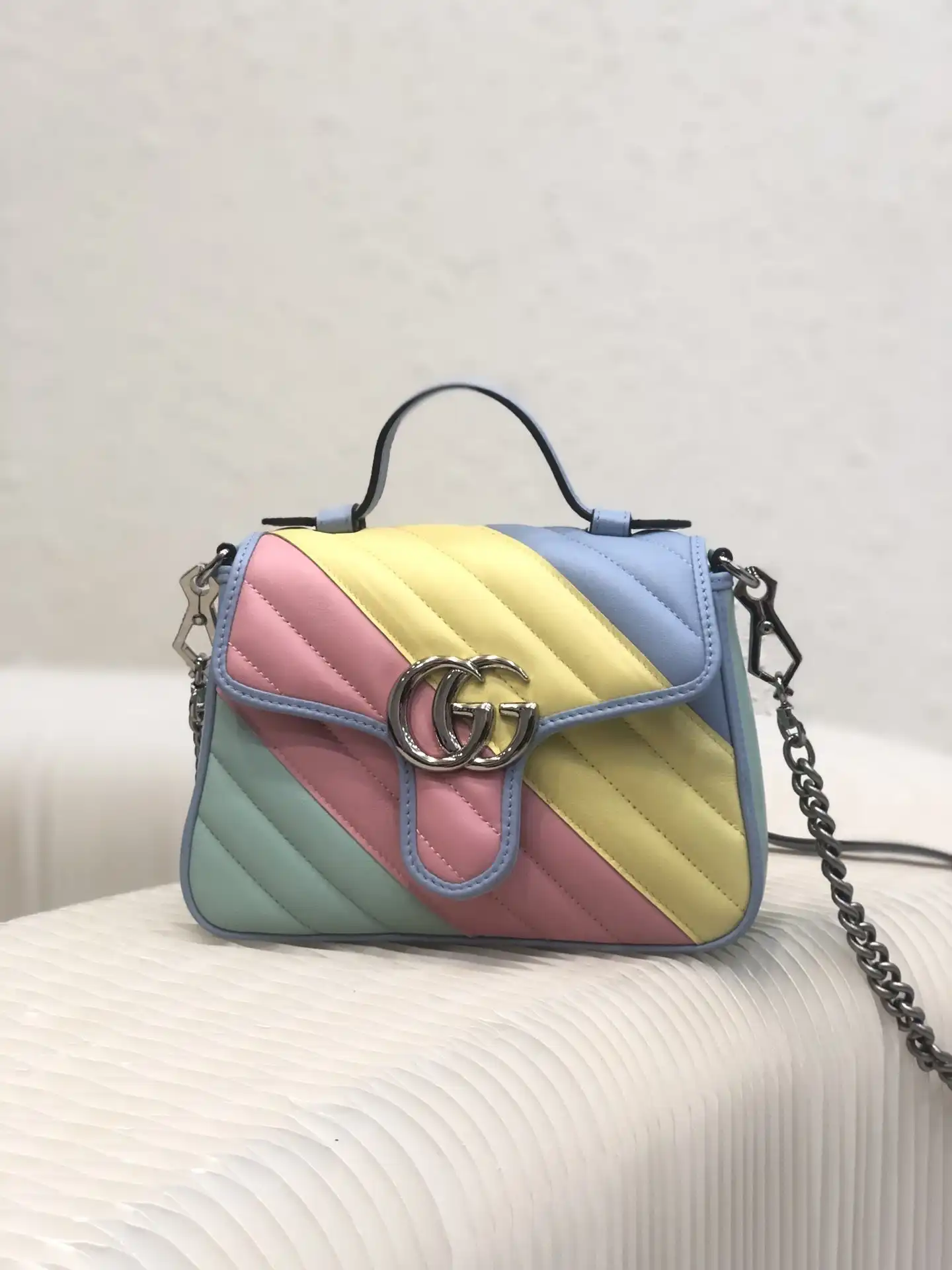 First bag ru GUCCI GG Marmont mini top handle bag