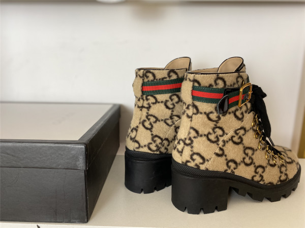 HOT SALE GUCCI GG WOOL ANKLE BOOTS