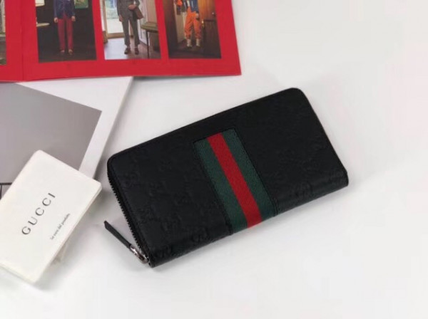 HOT SALE Gucci Signature Web zip around wallet