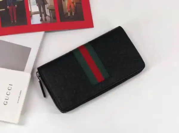 Cheap Gucci Signature Web zip around wallet