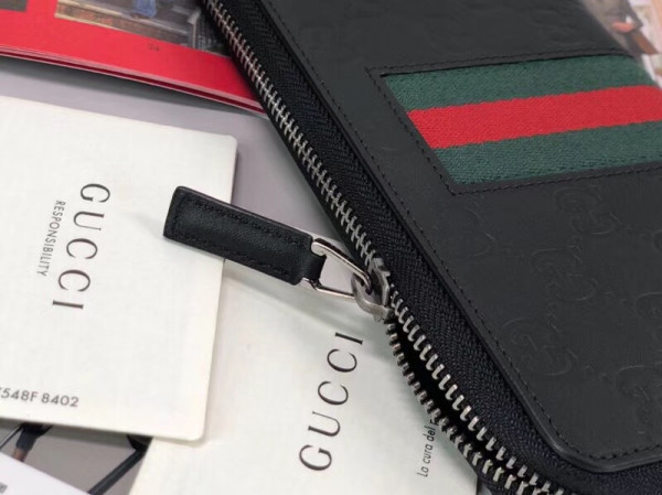 HOT SALE Gucci Signature Web zip around wallet