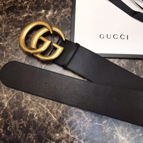 HOT SALE Gucci Wide leather belt with Double G