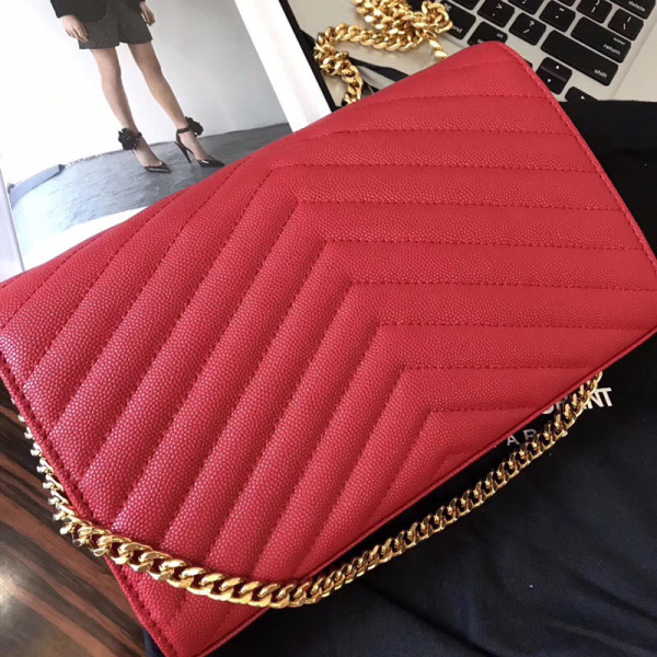 [FREE SHIPPING] YSL CASSANDRE MATELASSÉ CHAIN WALLET