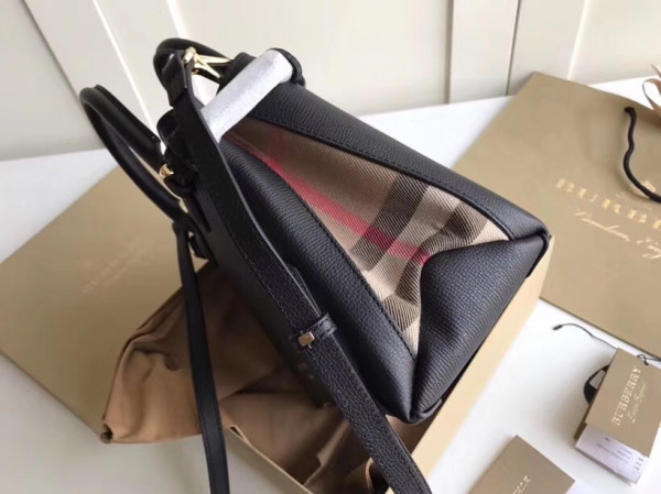 HOT SALE Burberry The Small Banner in Leather and House Check