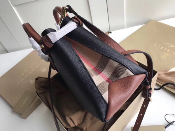 HOT SALE Burberry The Small Banner in Leather and House Check