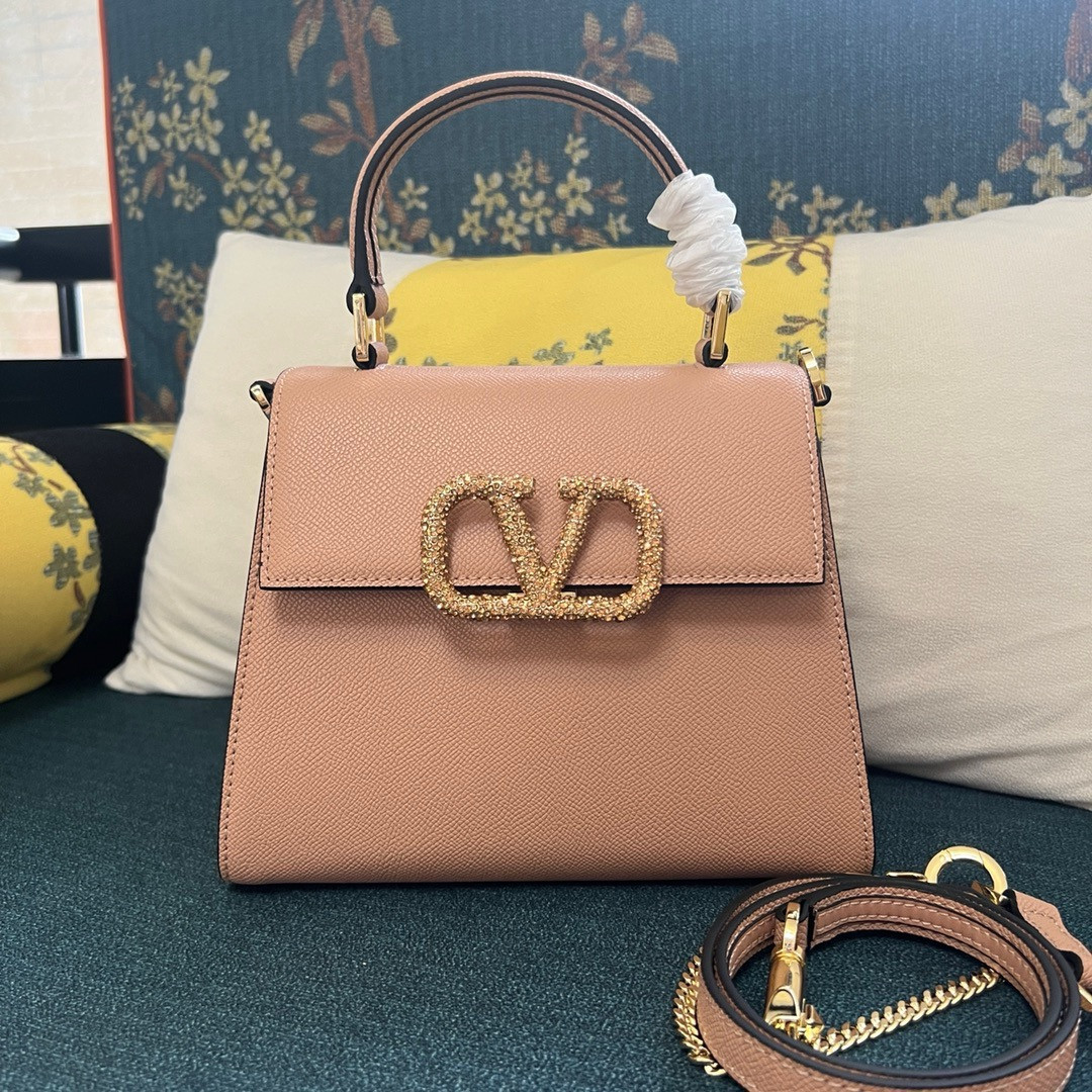 HOT SALE VALENTINO SMALL VSLING GRAINY CALFSKIN HANDBAG