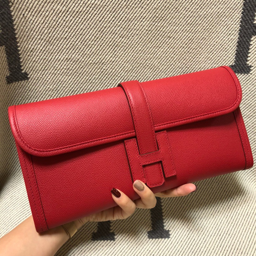 HOT SALE HERMES JIGE 29CM CLUTCH ALL HANDMADE