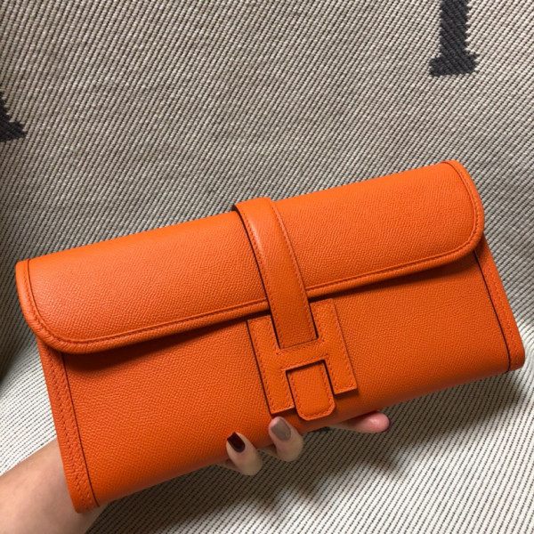 HOT SALE HERMES JIGE 29CM CLUTCH ALL HANDMADE