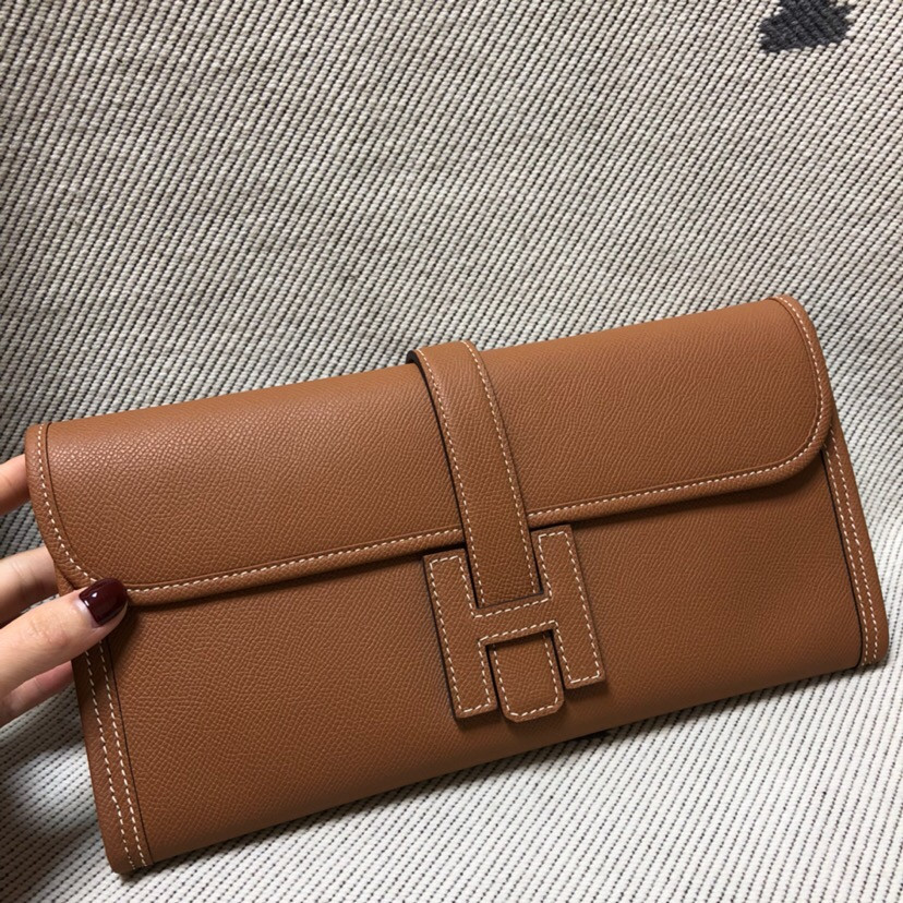 HOT SALE HERMES JIGE 29CM CLUTCH ALL HANDMADE