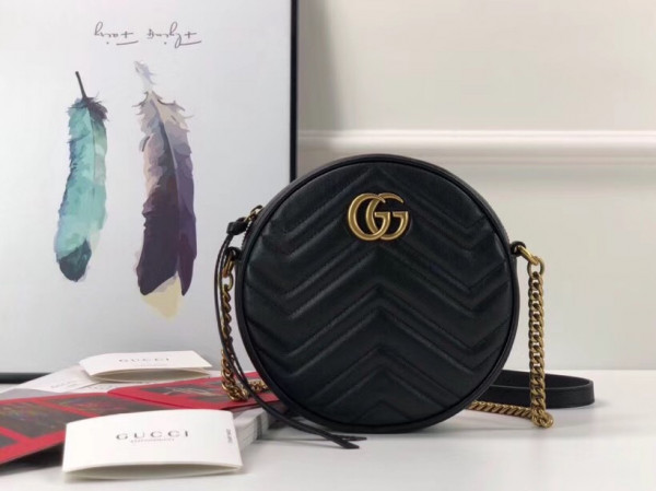 HOT SALE Gucci GG Marmont mini round shoulder bag