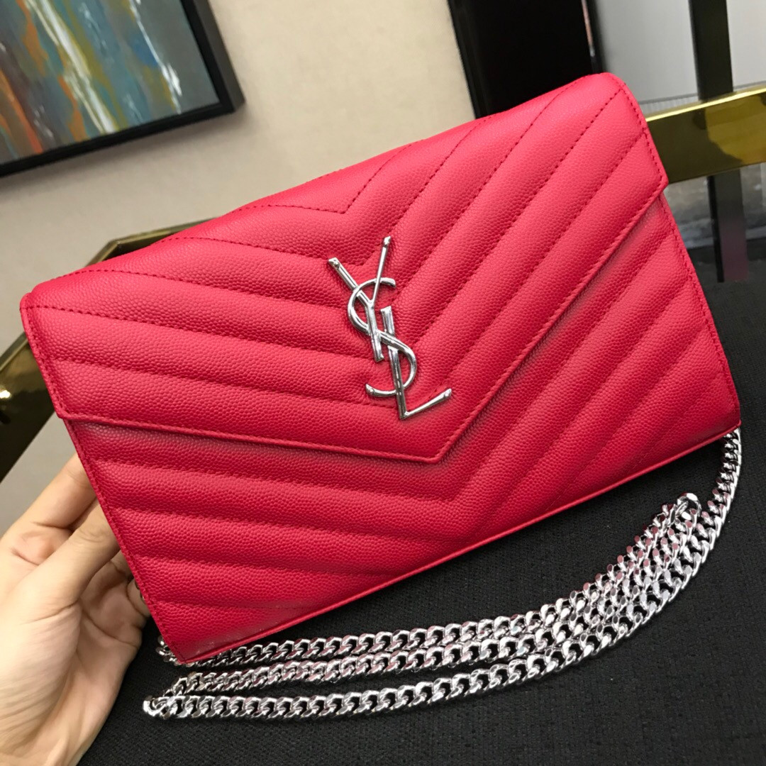 HOT SALE YSL CASSANDRE MATELASSÉ CHAIN WALLET