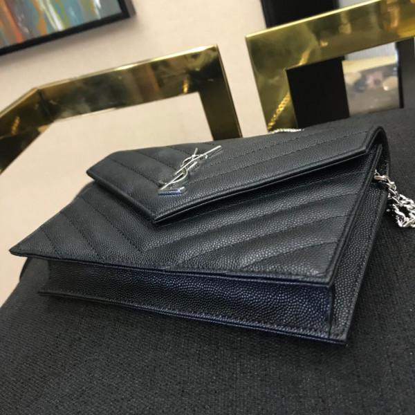 [FREE SHIPPING] YSL CASSANDRE MATELASSÉ CHAIN WALLET