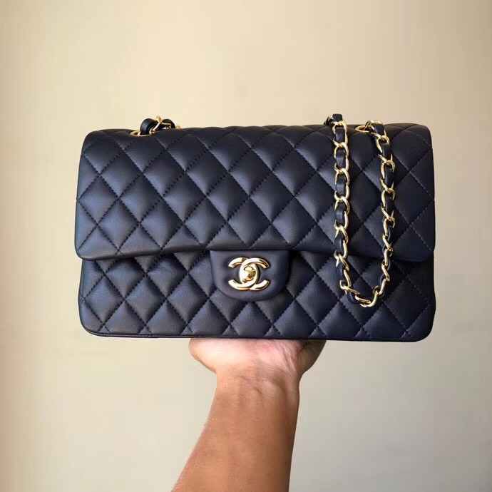 HOT SALE CL Royalblue Lambskin 2.55 With Gold Hardware