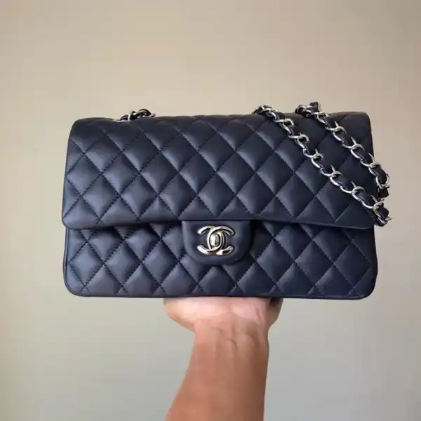 CHANEL Royalblue Lambskin 25cm With Silver Hardware