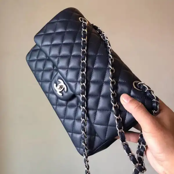 CHANEL Royalblue Lambskin 25cm With Silver Hardware