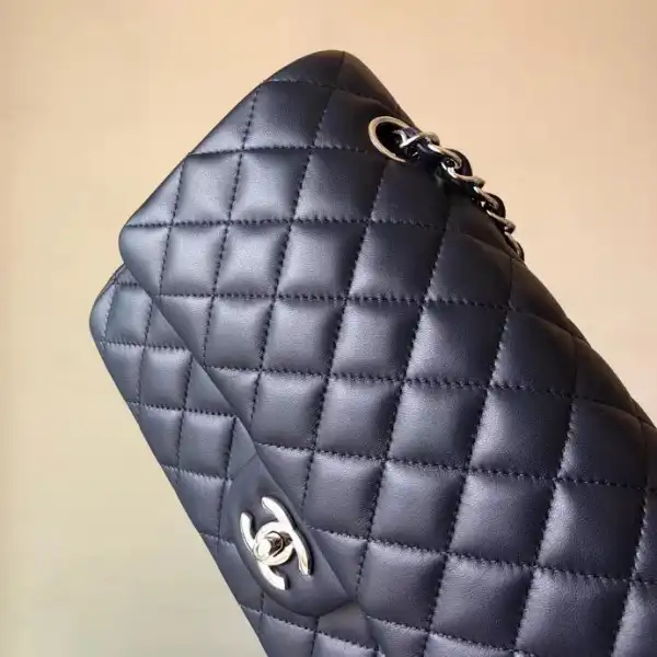 CHANEL Royalblue Lambskin 25cm With Silver Hardware