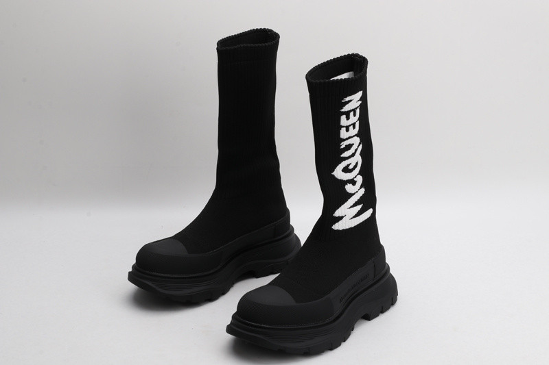 HOT SALE ALEXANDER MCQUEEN Graffiti Knit Tread Slick Boot