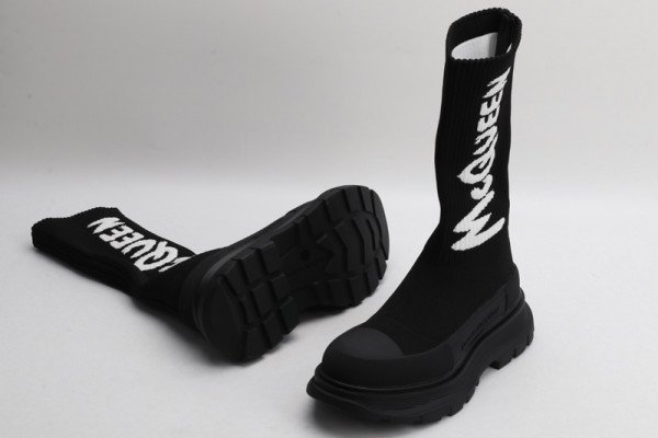 HOT SALE ALEXANDER MCQUEEN Graffiti Knit Tread Slick Boot