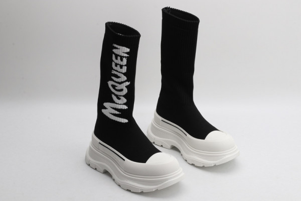 HOT SALE ALEXANDER MCQUEEN Graffiti Knit Tread Slick Boot