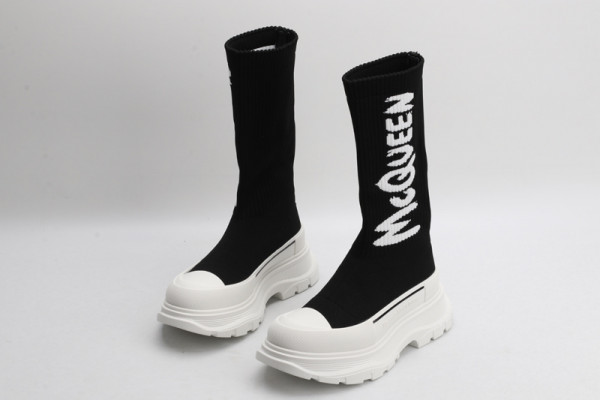 HOT SALE ALEXANDER MCQUEEN Graffiti Knit Tread Slick Boot