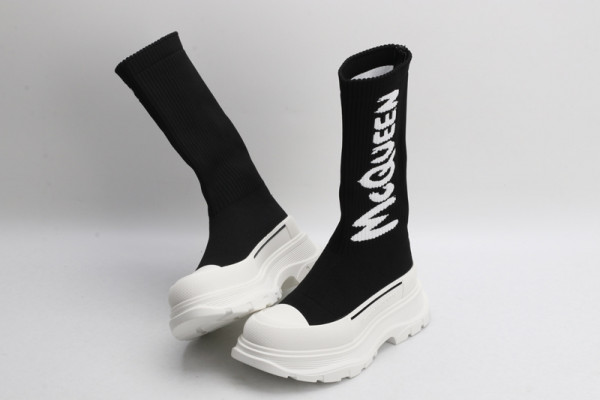 HOT SALE ALEXANDER MCQUEEN Graffiti Knit Tread Slick Boot