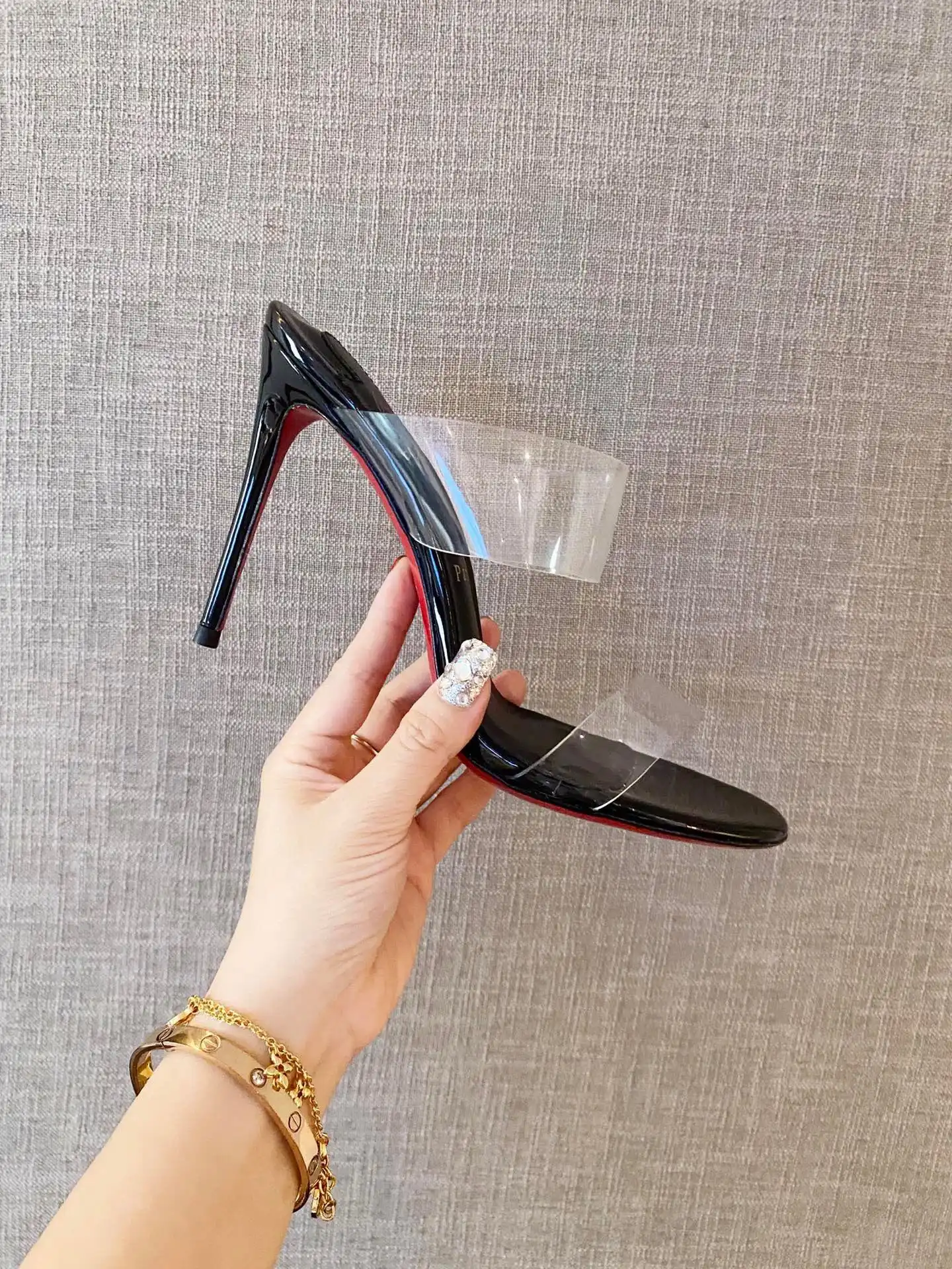 TO Christian Louboutin Just Nothing Illusion Red Sole Sandals