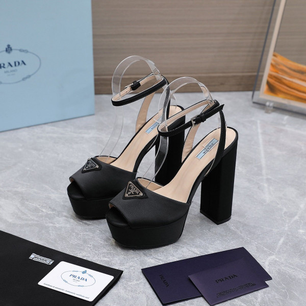 HOT SALE prada patent leather platform sandals