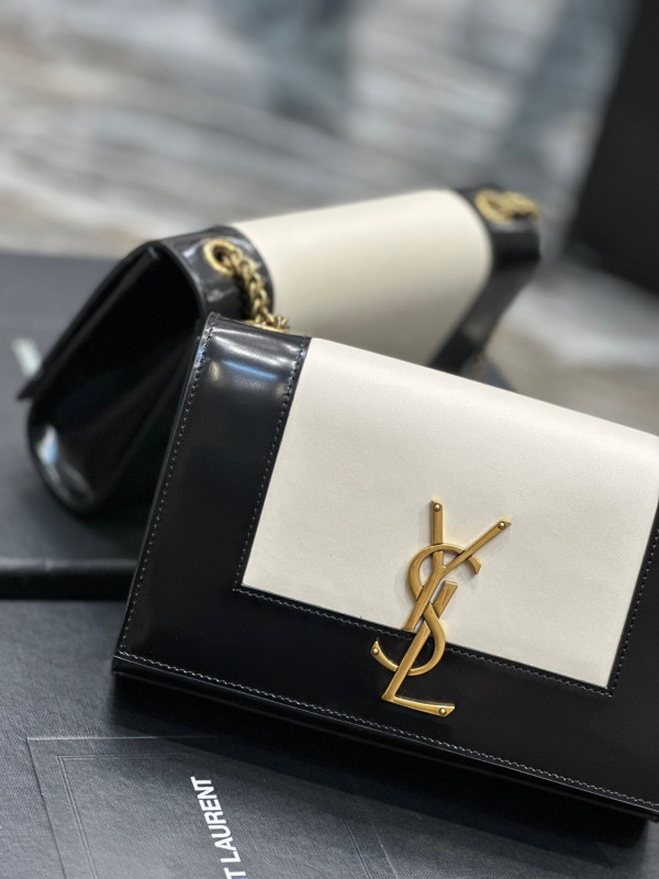 [FREE SHIPPING] YSL Kate small two-tone leather shoulder bag