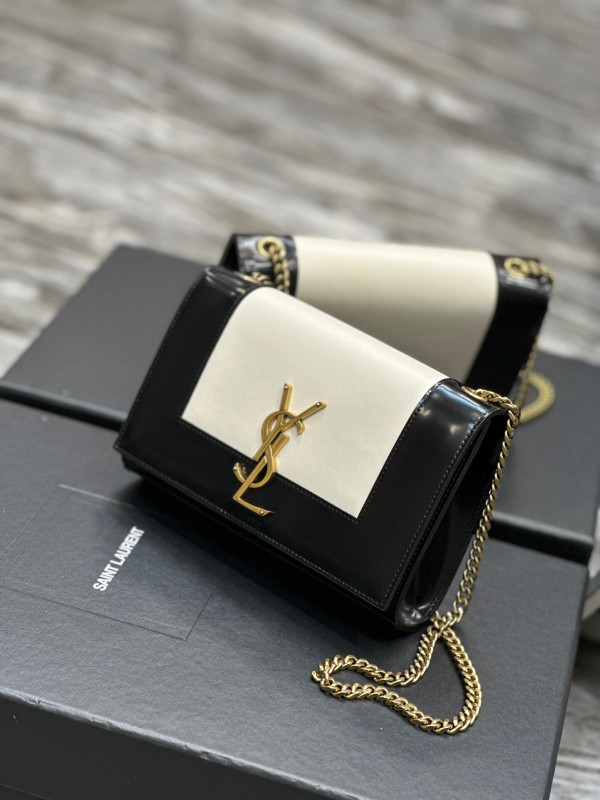 [FREE SHIPPING] YSL Kate small two-tone leather shoulder bag