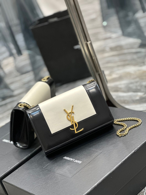 [FREE SHIPPING] YSL Kate small two-tone leather shoulder bag